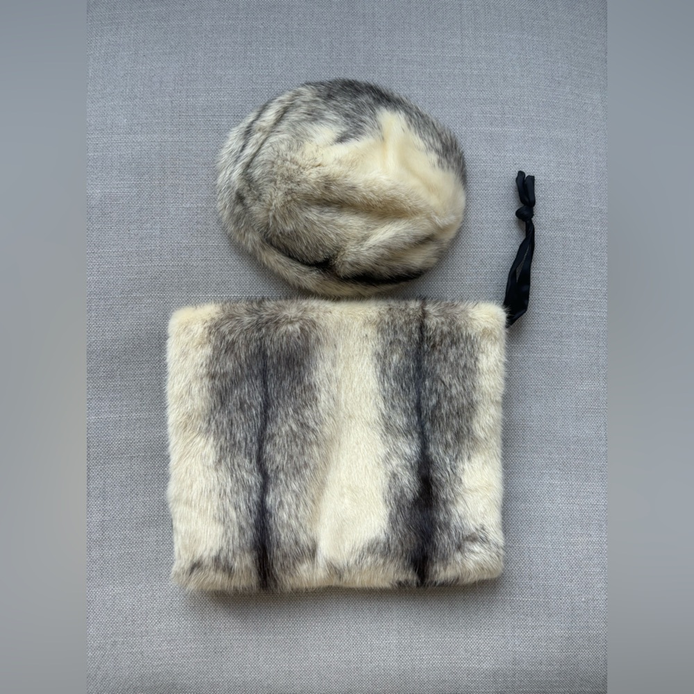 Vintage Mink Fur Hat and Hand Muff / Purse